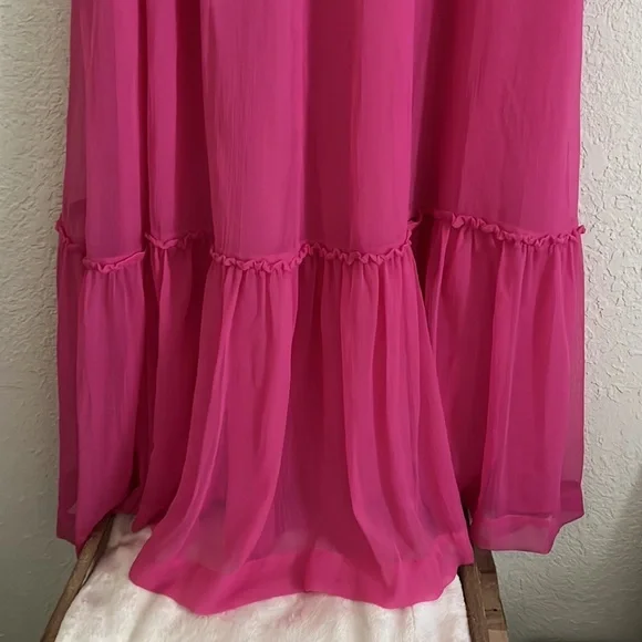 H&M Chiffon Cerise Maxi Dress Long Dress Sz M - Picture 6 of 15
